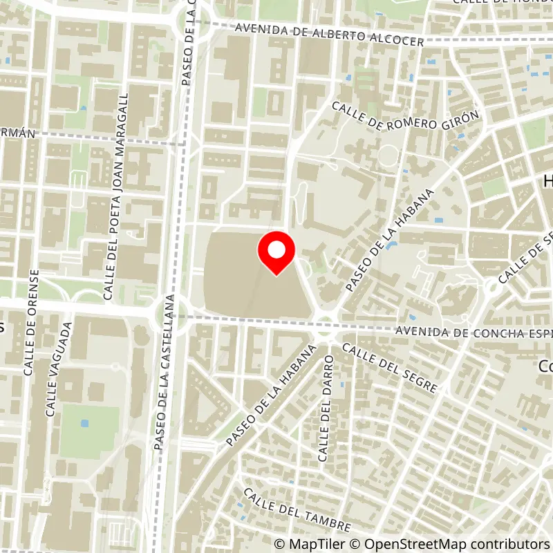 Map of Estadio Santiago Bernabeu's location