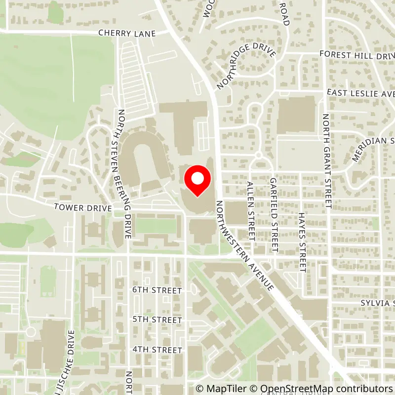 Map of Mackey Arena's location