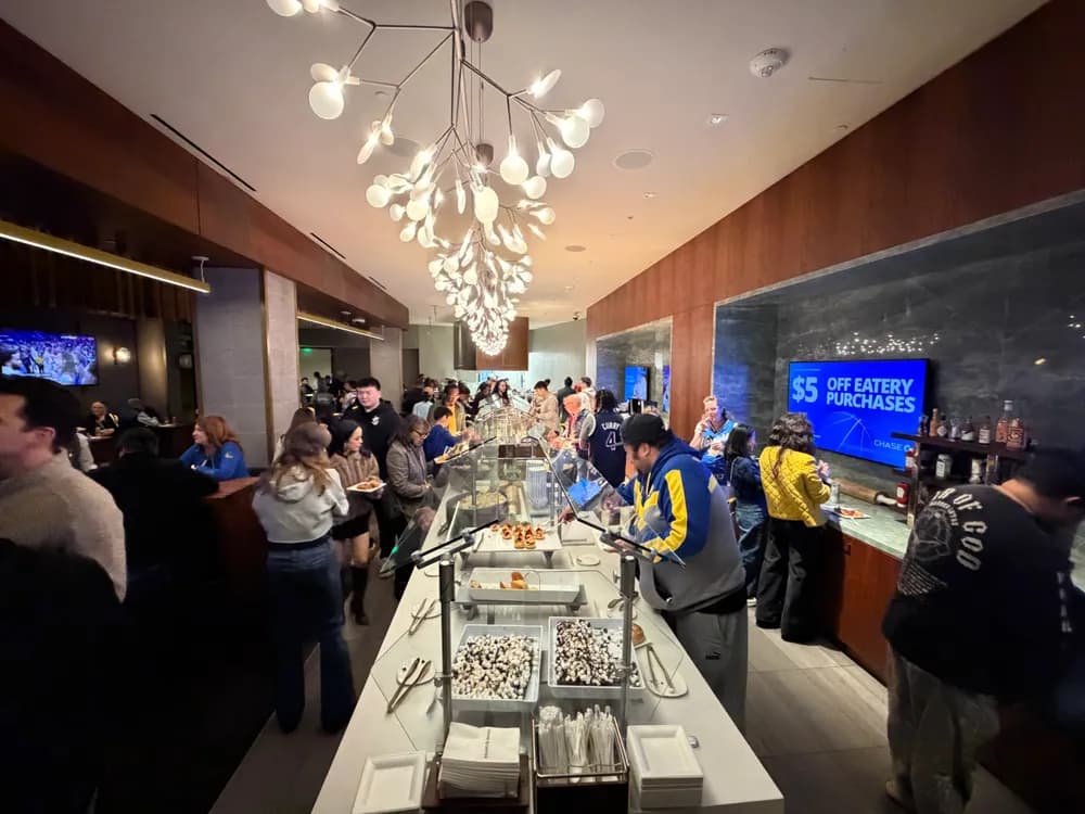 Impressive spread of food options, including snacks, salads, appetizers, carving stations and desserts. All included in the cost of your ticket.