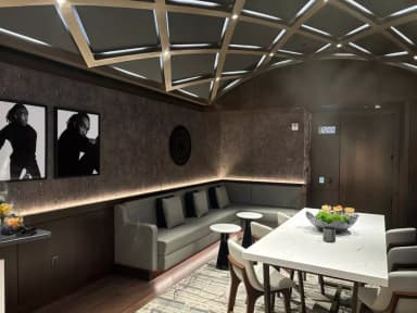 Comfortable seating in the Bungalow Suite interior.