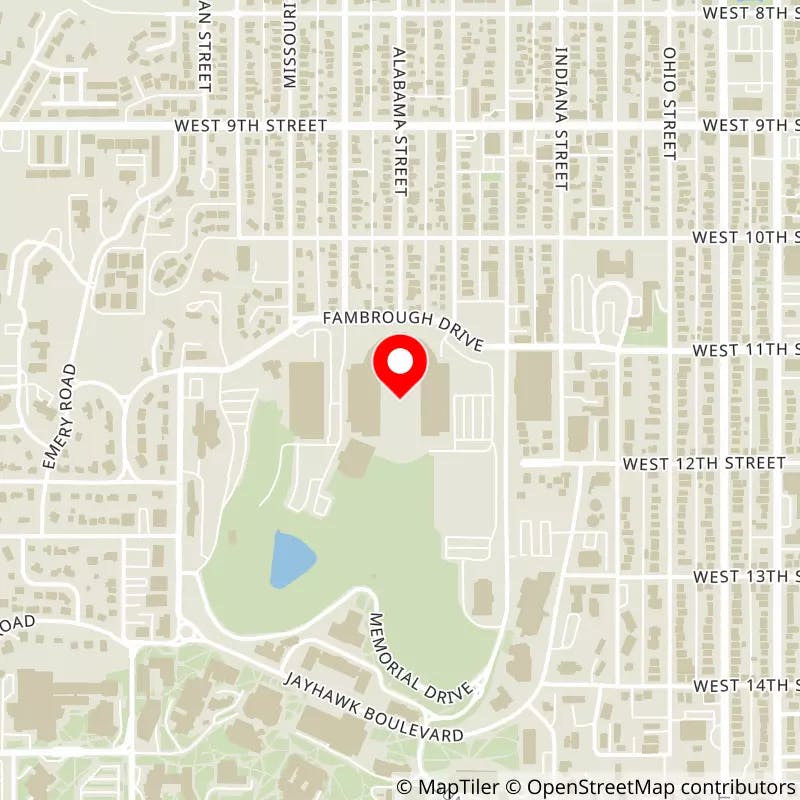 Map of David Booth Kansas Memorial Stadium's location