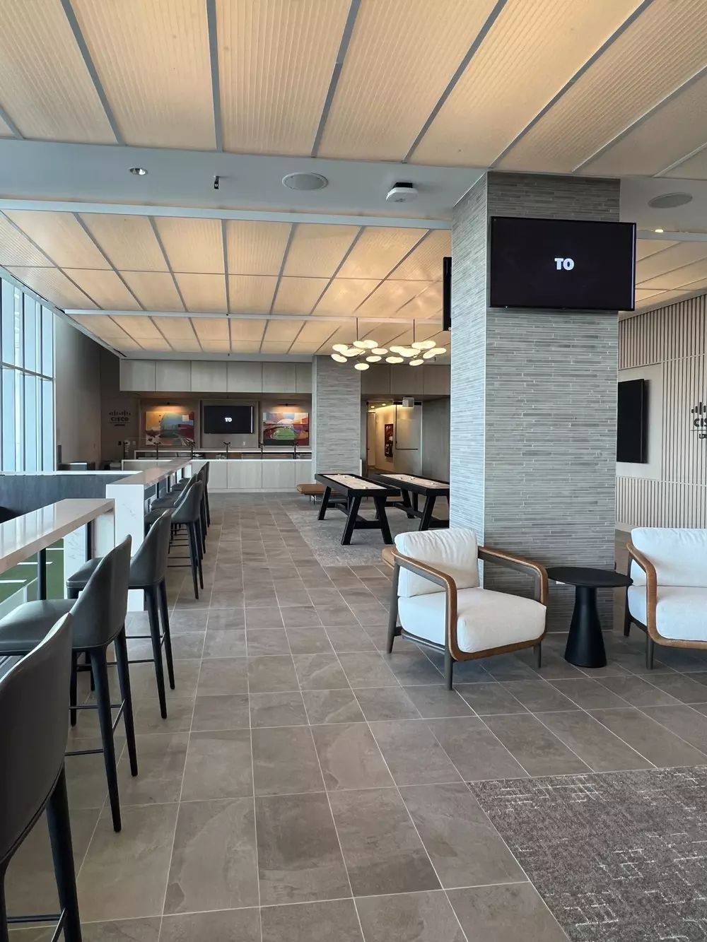 Cisco Lounge seating area, an exclusive area just outside of the suite.