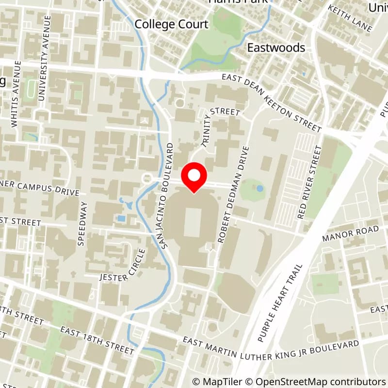 Map of Darrell K Royal Memorial Stadium's location