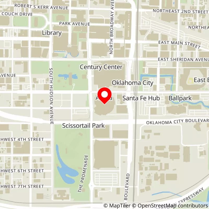 Map of Paycom Center's location