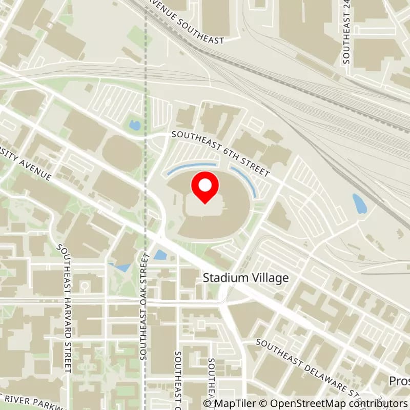 Map of Huntington Bank Stadium's location