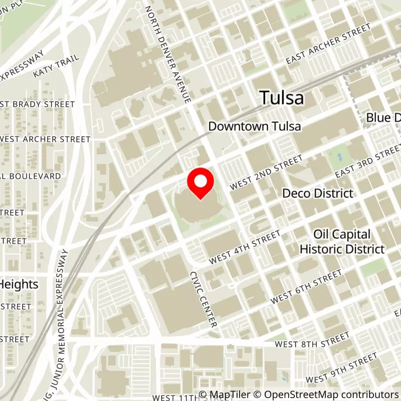 Map of BOK Center's location