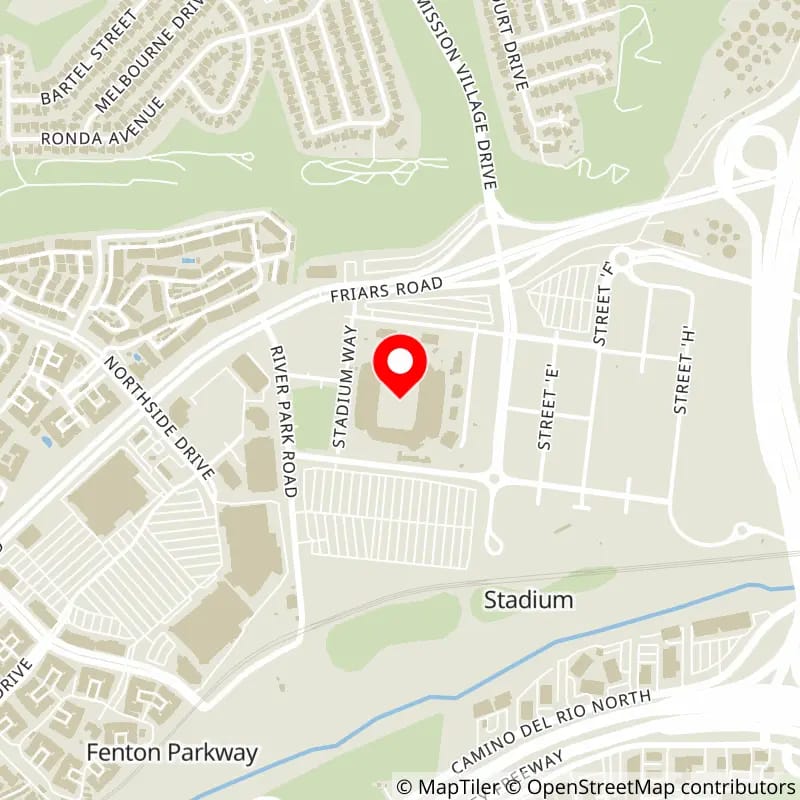 Map of SnapDragon Stadium's location