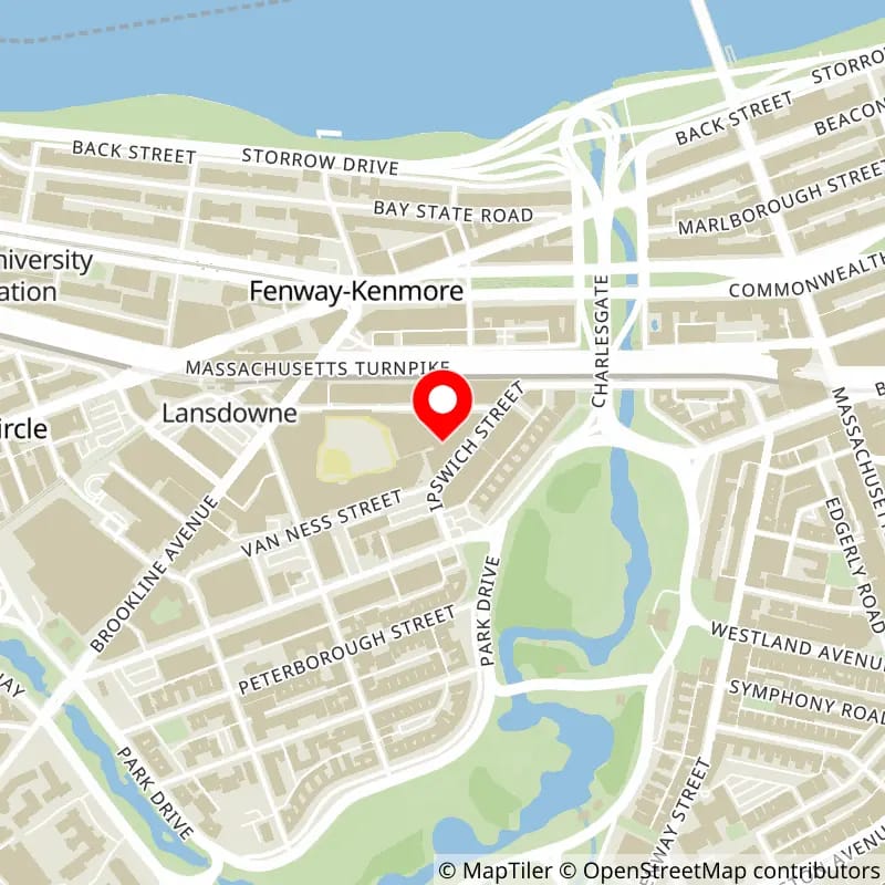 Map of MGM Music Hall at Fenway Park's location