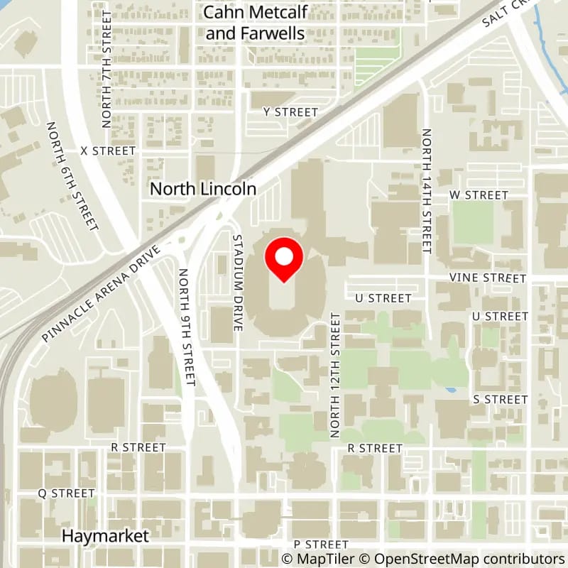 Map of Memorial Stadium - NE's location