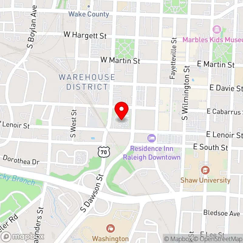 Map of Red Hat Amphitheater's location