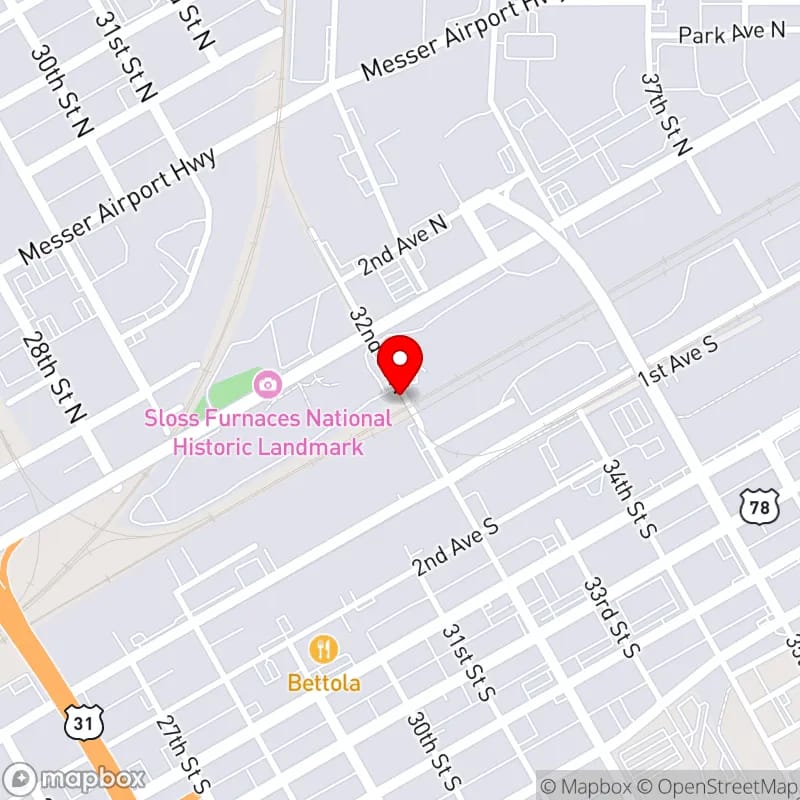 Map of Sloss Furnace's location